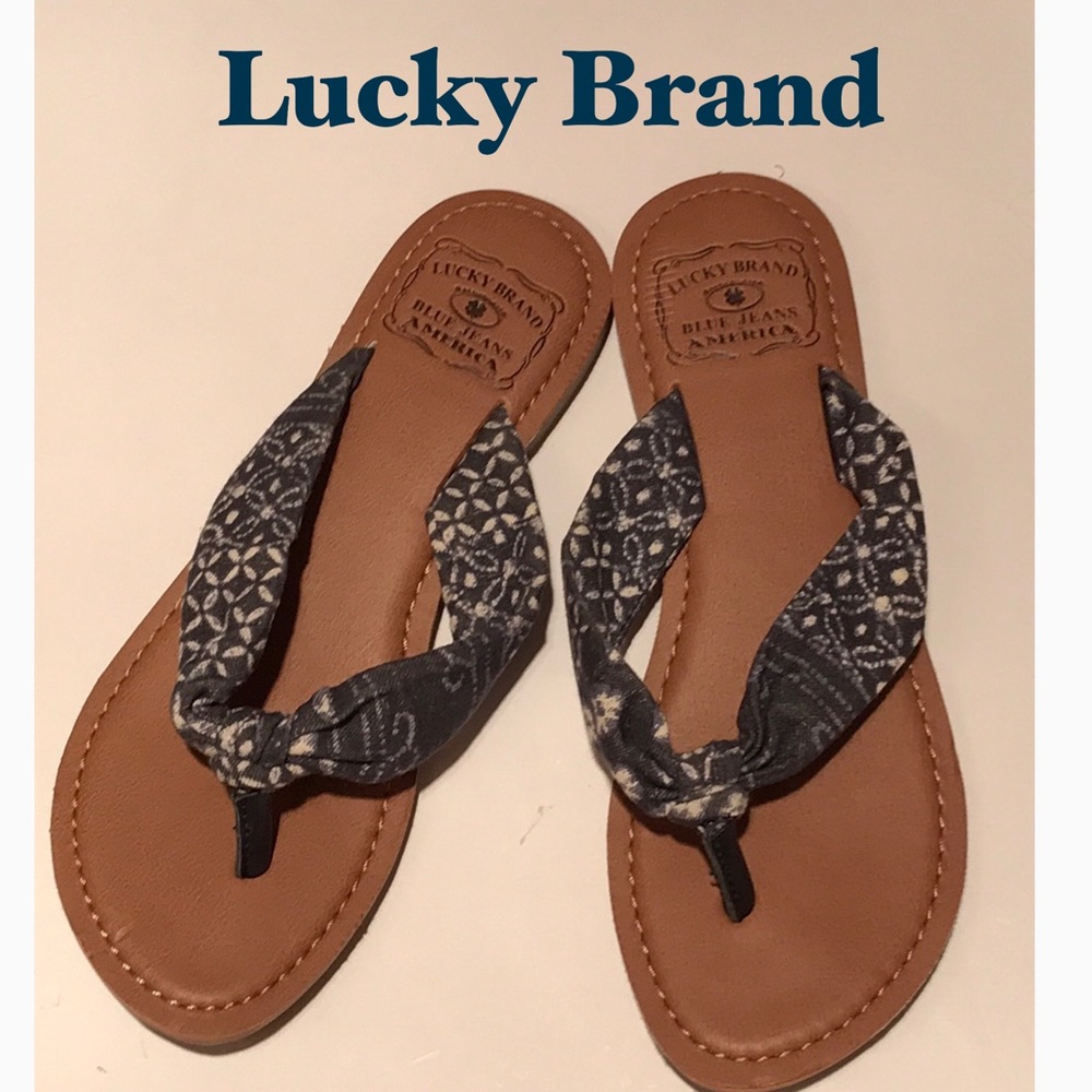 NWT Lucky brand denim bandanna flat sandals 6.5
